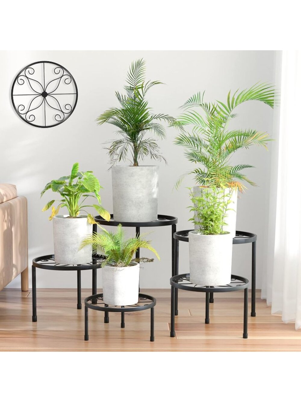 New 5-Pack Decent Metal Plant Stand Indoor Outdoor Low Plant Shelf